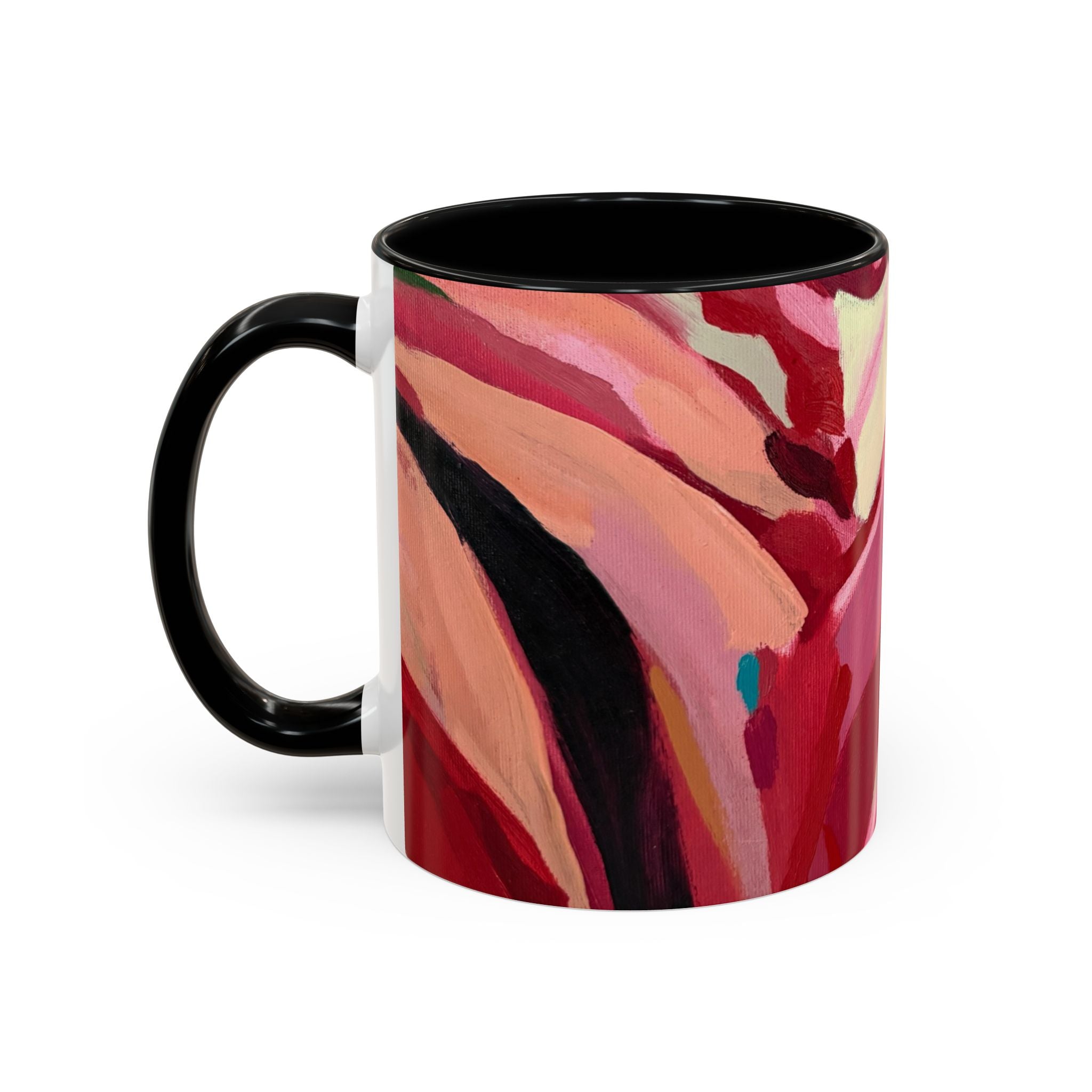 Abstract Pink Brushstroke Coffee Mug — Artistic Accent Mug (11/15oz)