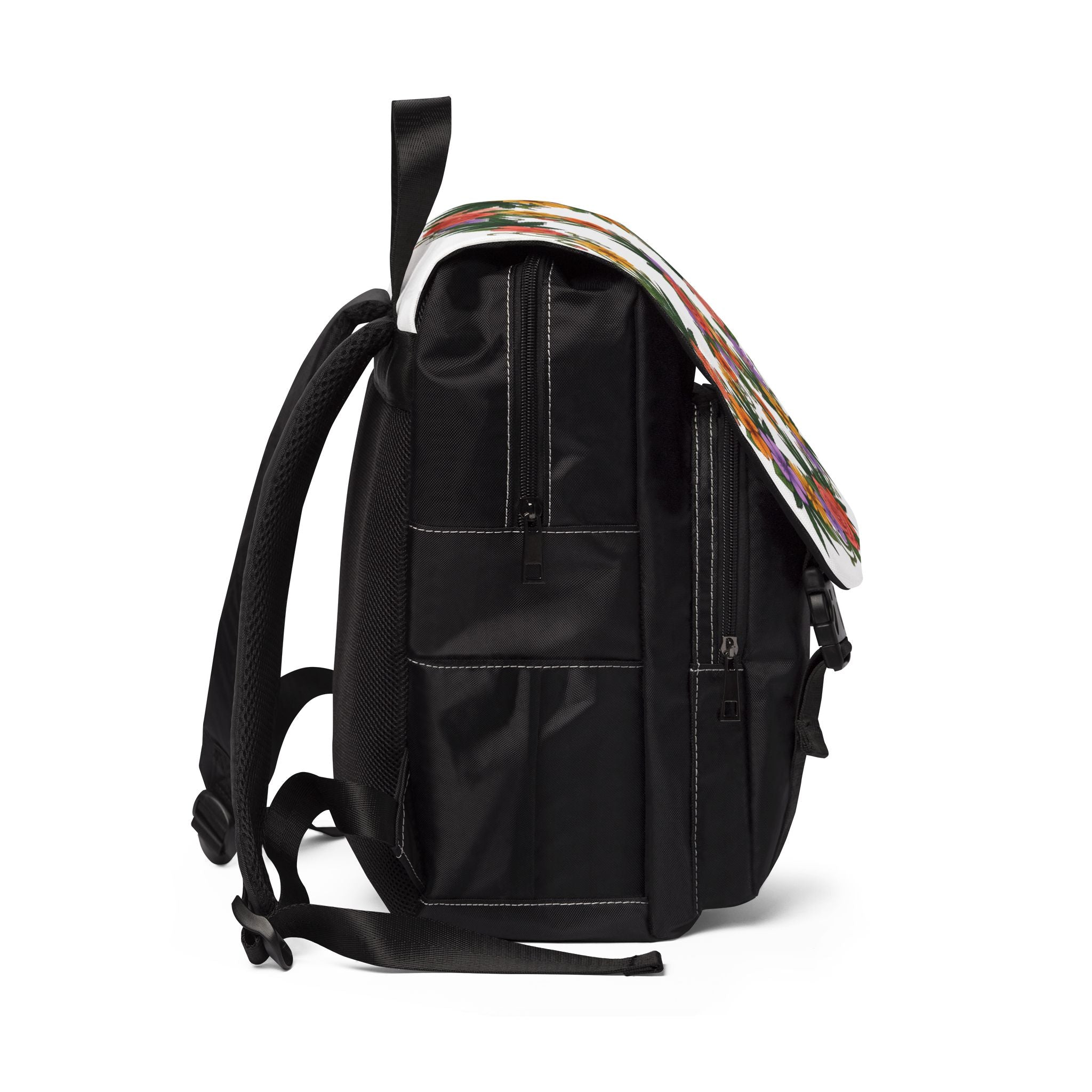 Floral Peace Sign Backpack — Boho Flower Shoulder Backpack