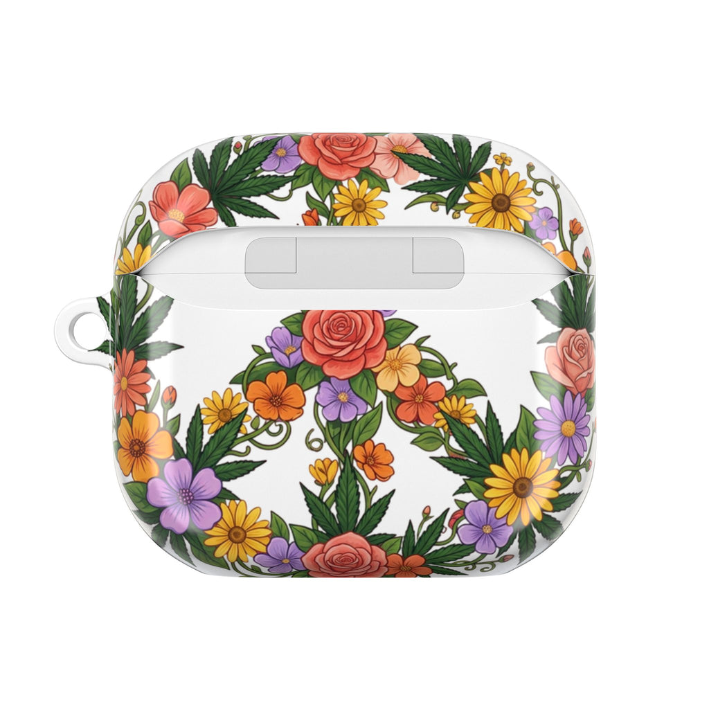Floral Peace Sign AirPod Case — Colorful Boho Flower Protective Cover