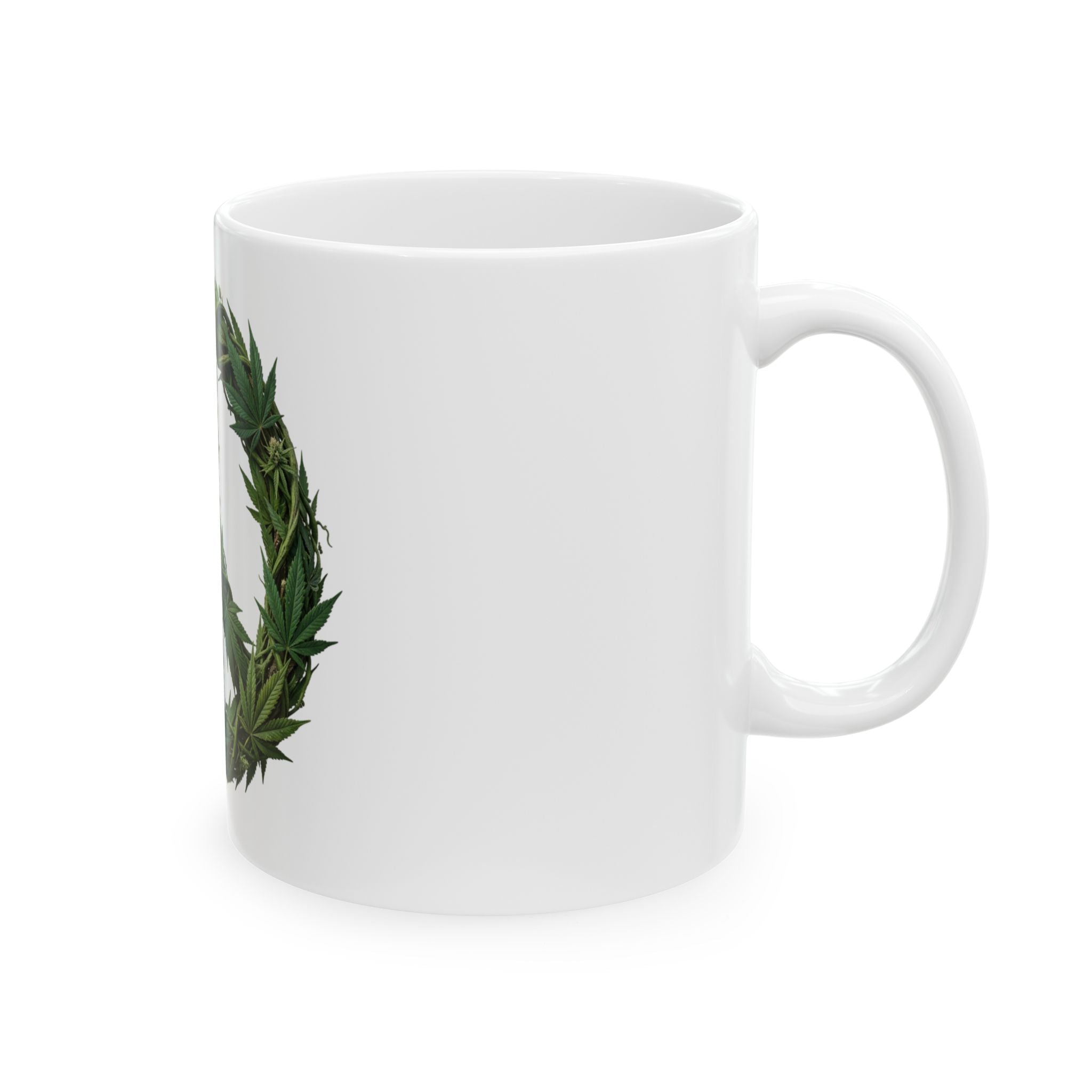 Ceramic Peace Leaf Mug — Cannabis Leaf Peace Sign Coffee Cup (11oz, 15oz)