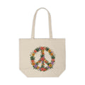Floral Peace Sign Canvas Tote — Boho Flower Market Bag