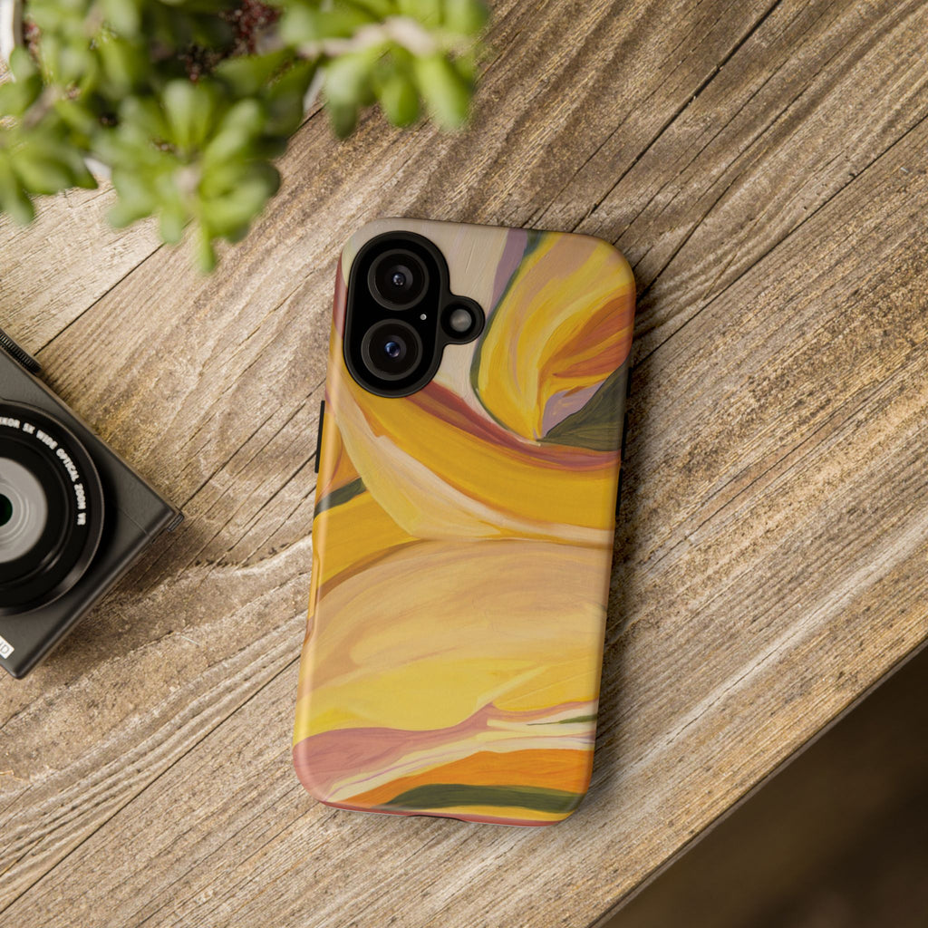 Phone Case — Abstract Yellow Swirl Tough Case