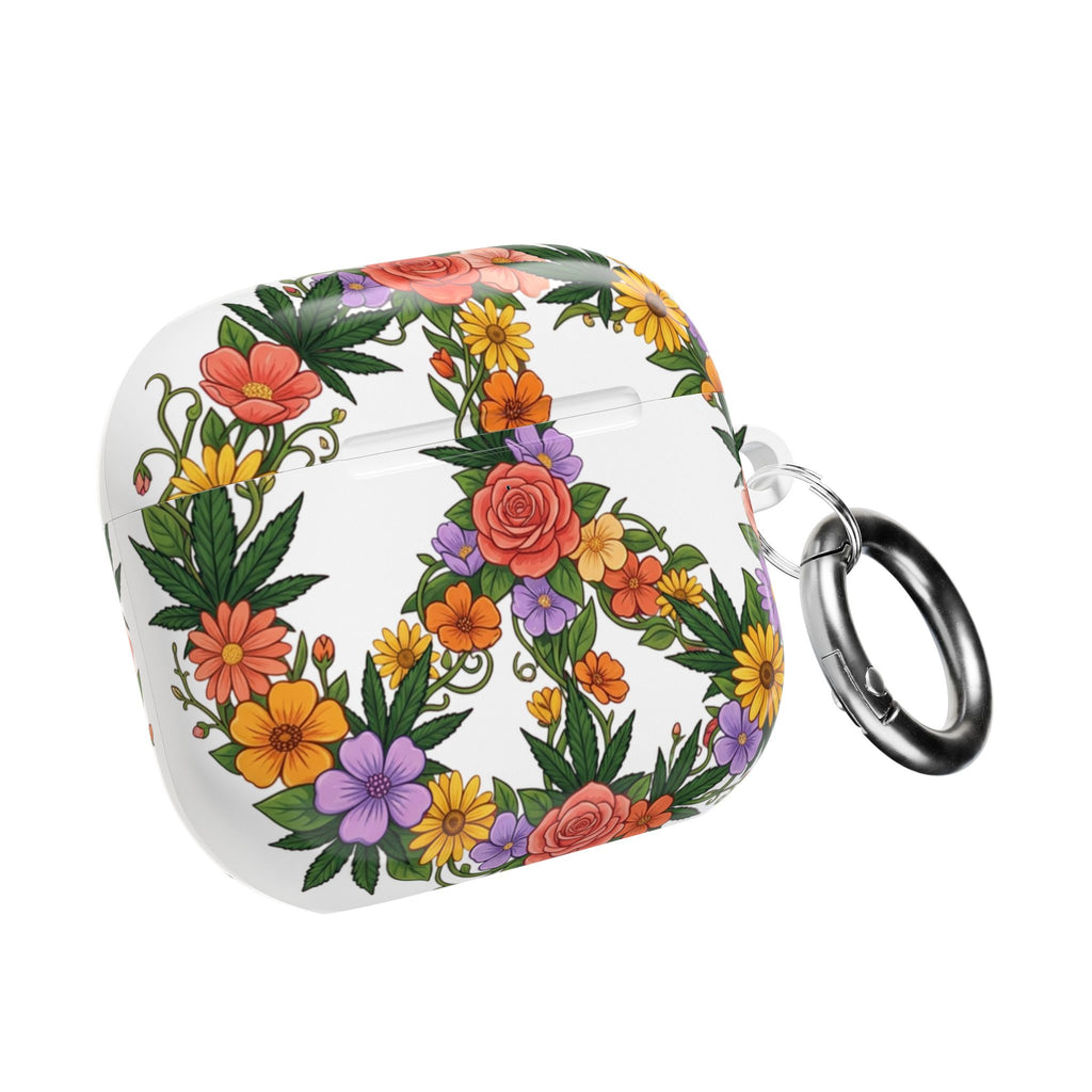 Floral Peace Sign AirPod Case — Colorful Boho Flower Protective Cover