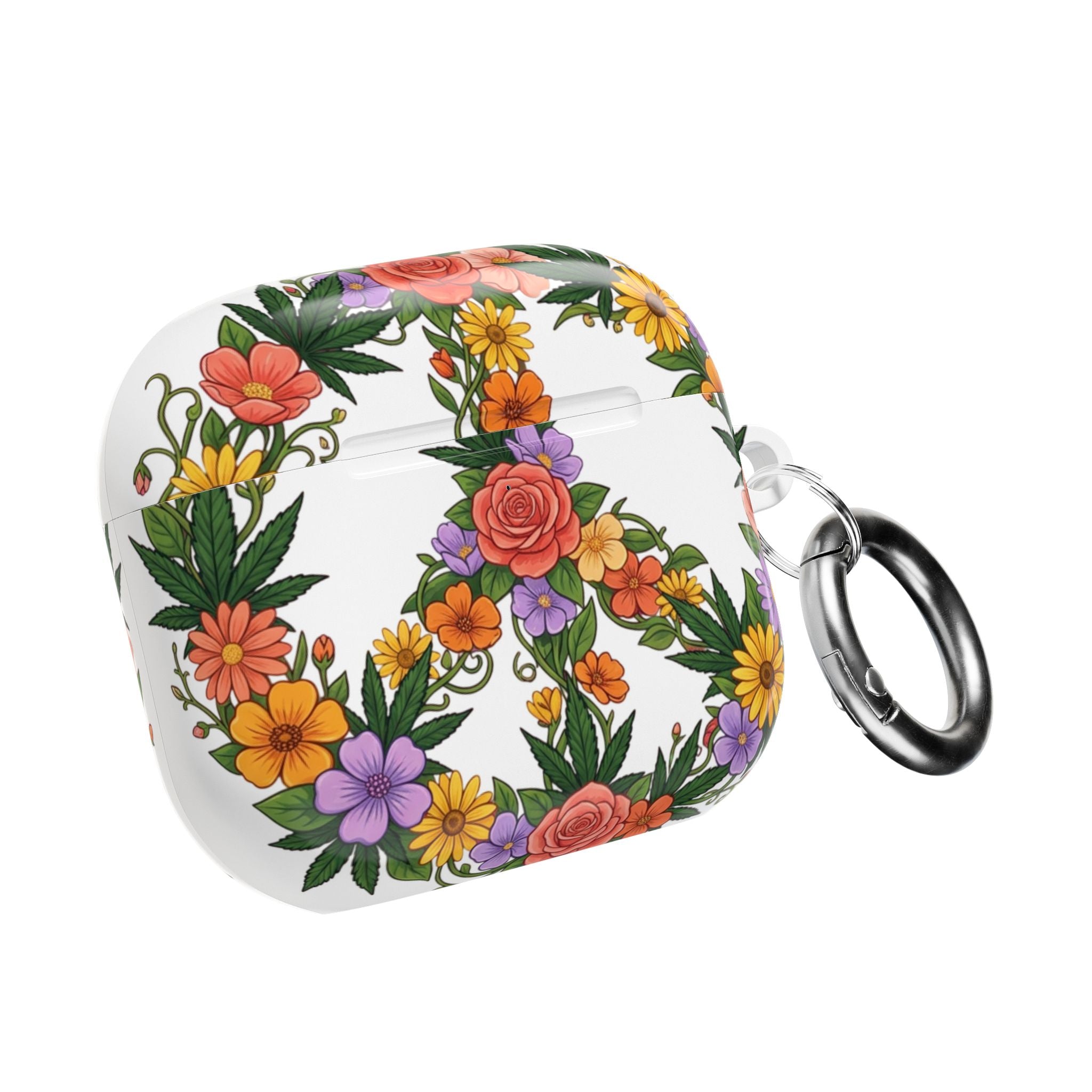 Floral Peace Sign AirPod Case — Colorful Boho Flower Protective Cover