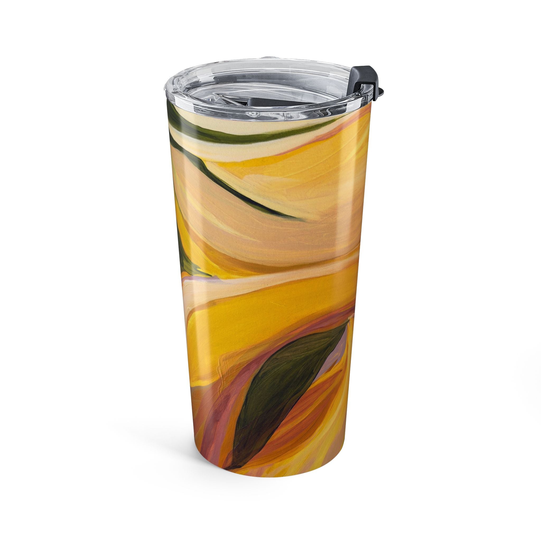 20oz Floral Tumbler — Yellow Abstract Calla Lily Travel Cup