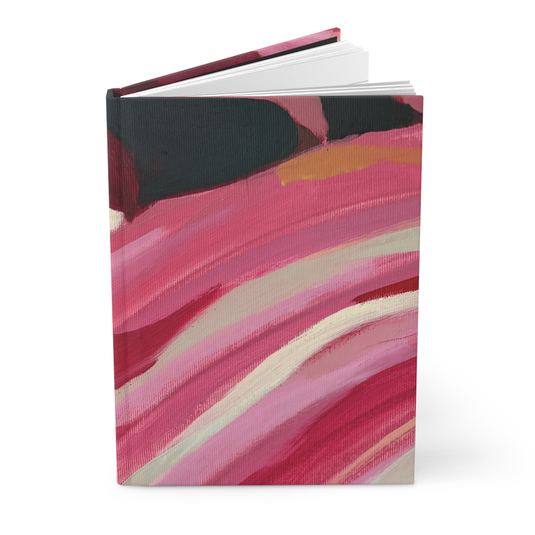 Abstract Pink Brushstroke Hardcover Journal — Matte Floral Art Notebook for Notes & Gift