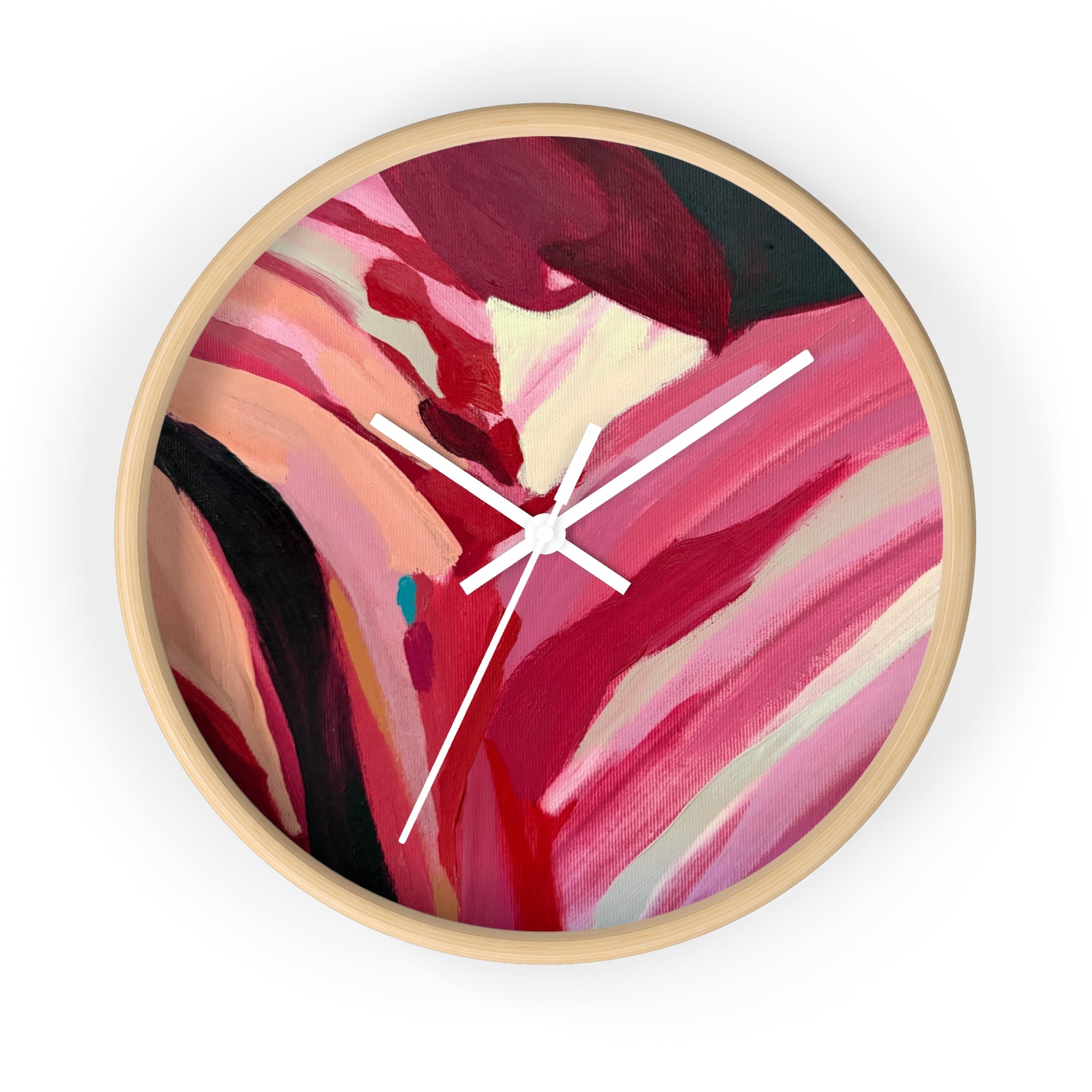 Abstract Pink Floral Wall Clock — Modern Art Home Decor
