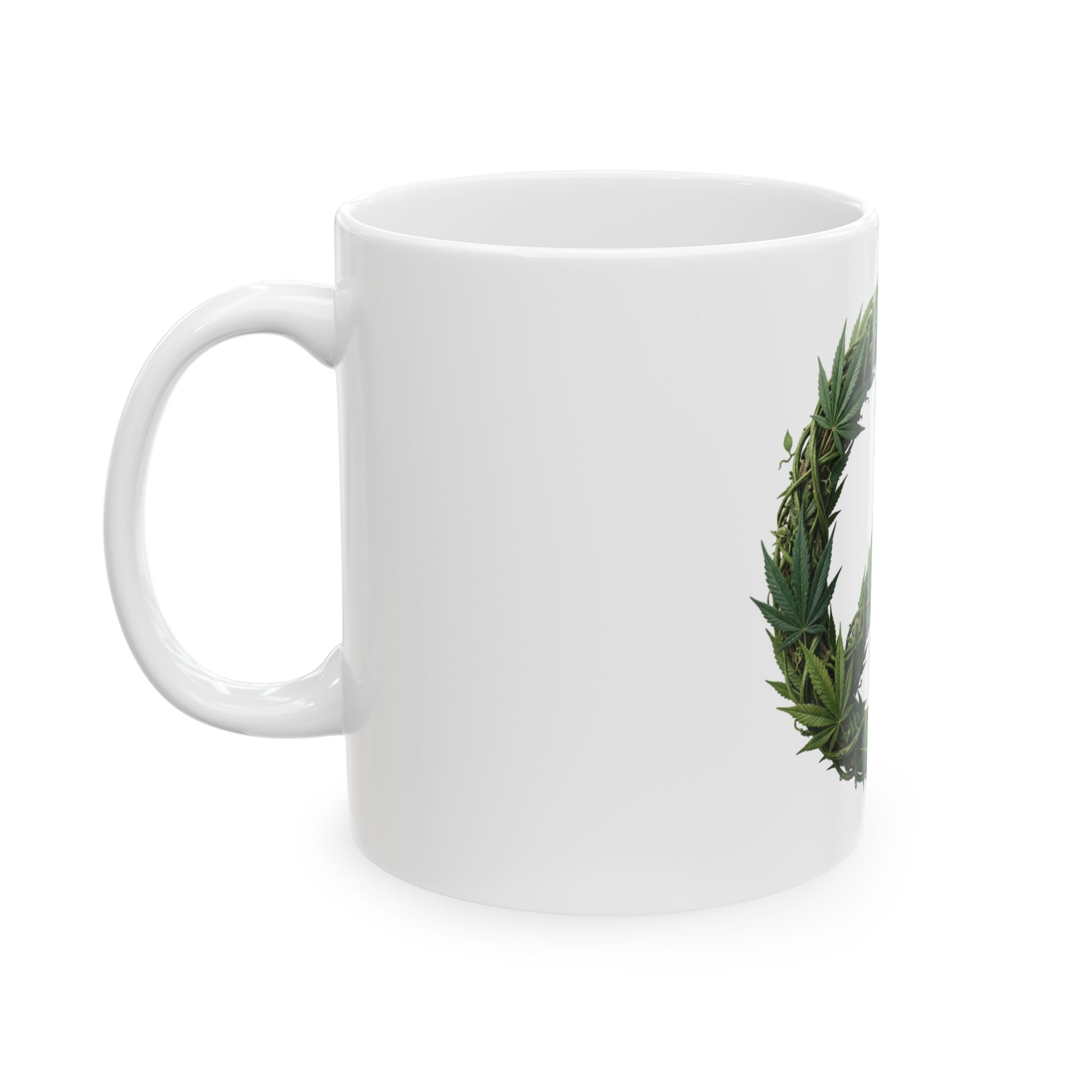 Ceramic Peace Leaf Mug — Cannabis Leaf Peace Sign Coffee Cup (11oz, 15oz)