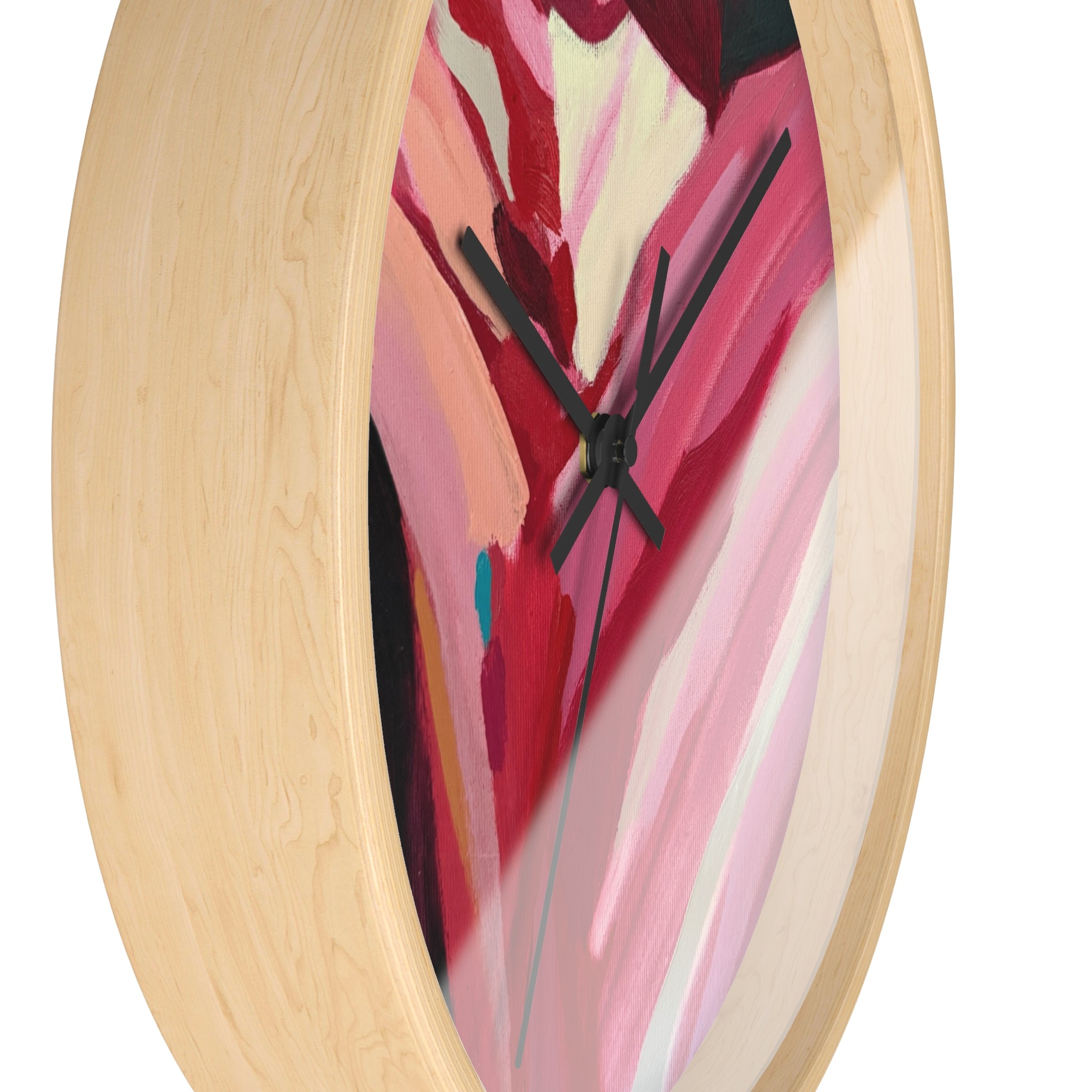 Abstract Pink Floral Wall Clock — Modern Art Home Decor
