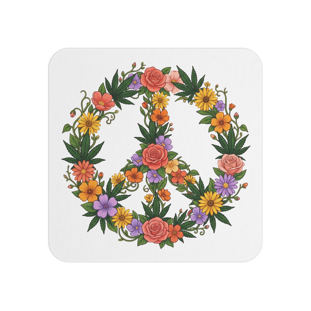 Floral Peace Sign Coasters — Set of 50/100 Decorative Drink Coasters