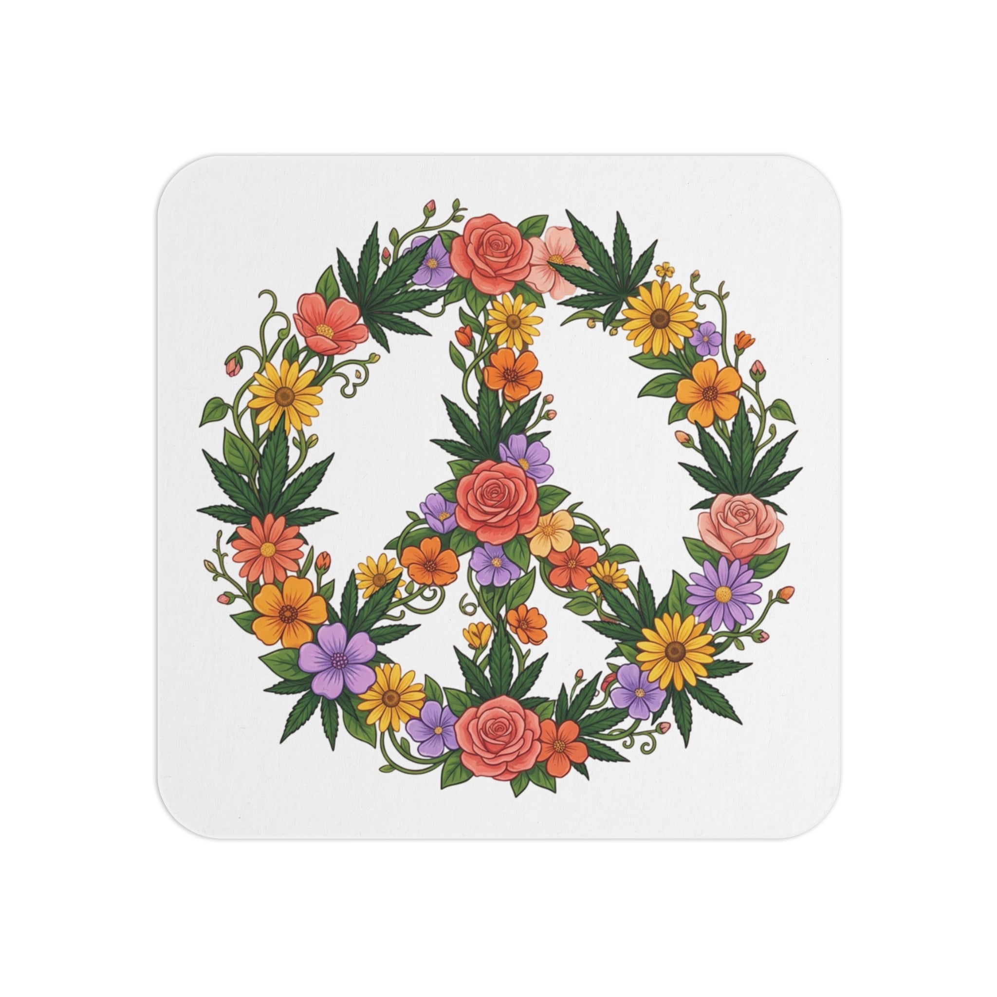 Floral Peace Sign Coasters — Set of 50/100 Decorative Drink Coasters