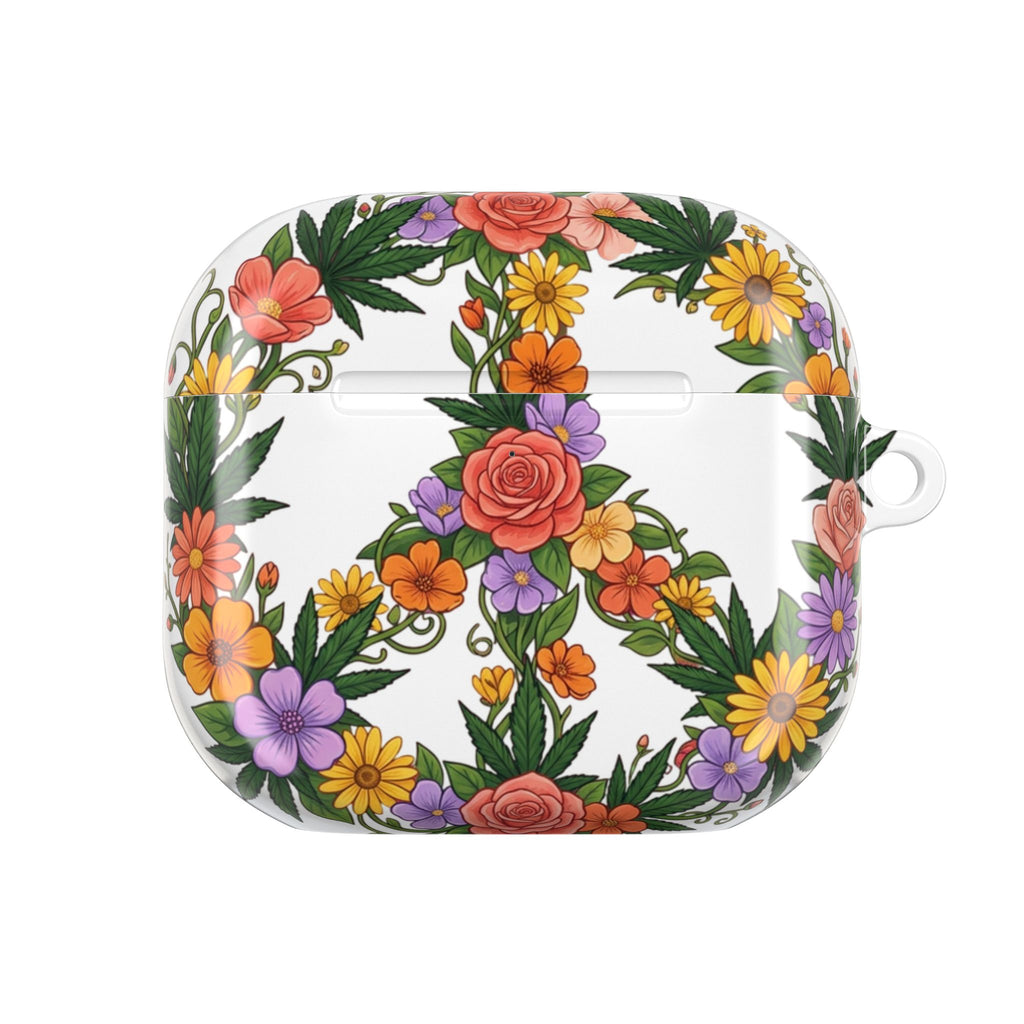 Floral Peace Sign AirPod Case — Colorful Boho Flower Protective Cover