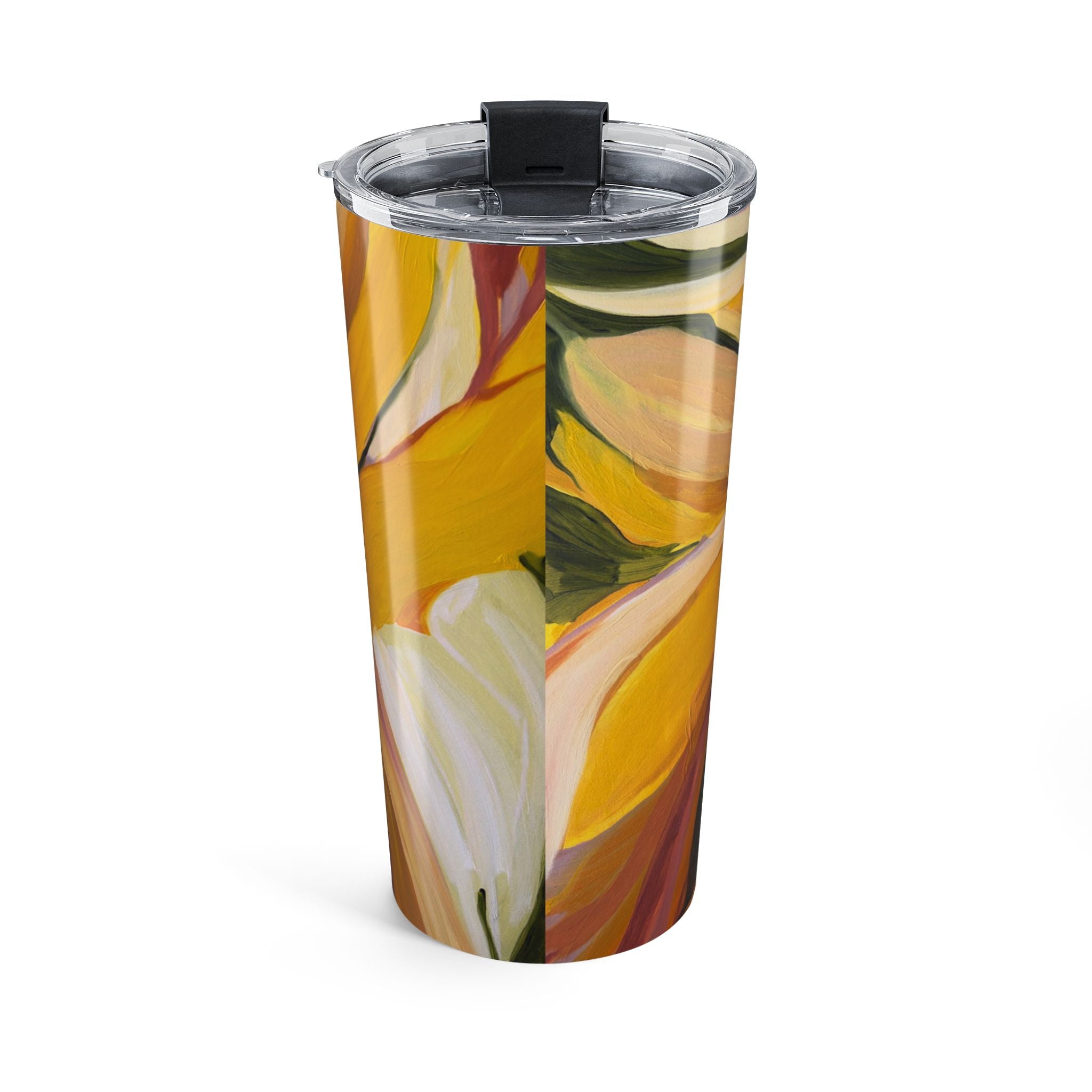 20oz Floral Tumbler — Yellow Abstract Calla Lily Travel Cup