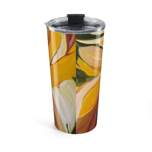 20oz Floral Tumbler — Yellow Abstract Calla Lily Travel Cup