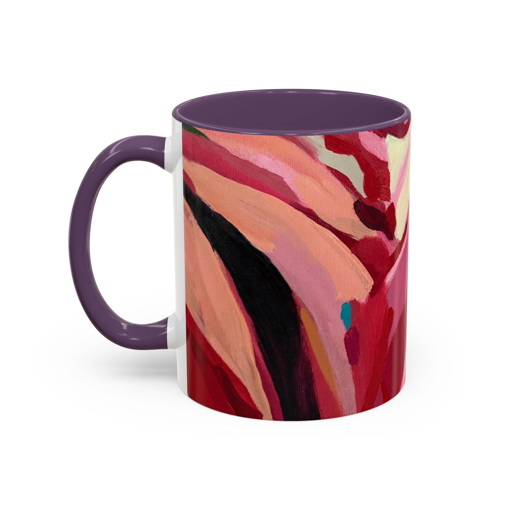 Abstract Pink Brushstroke Coffee Mug — Artistic Accent Mug (11/15oz)