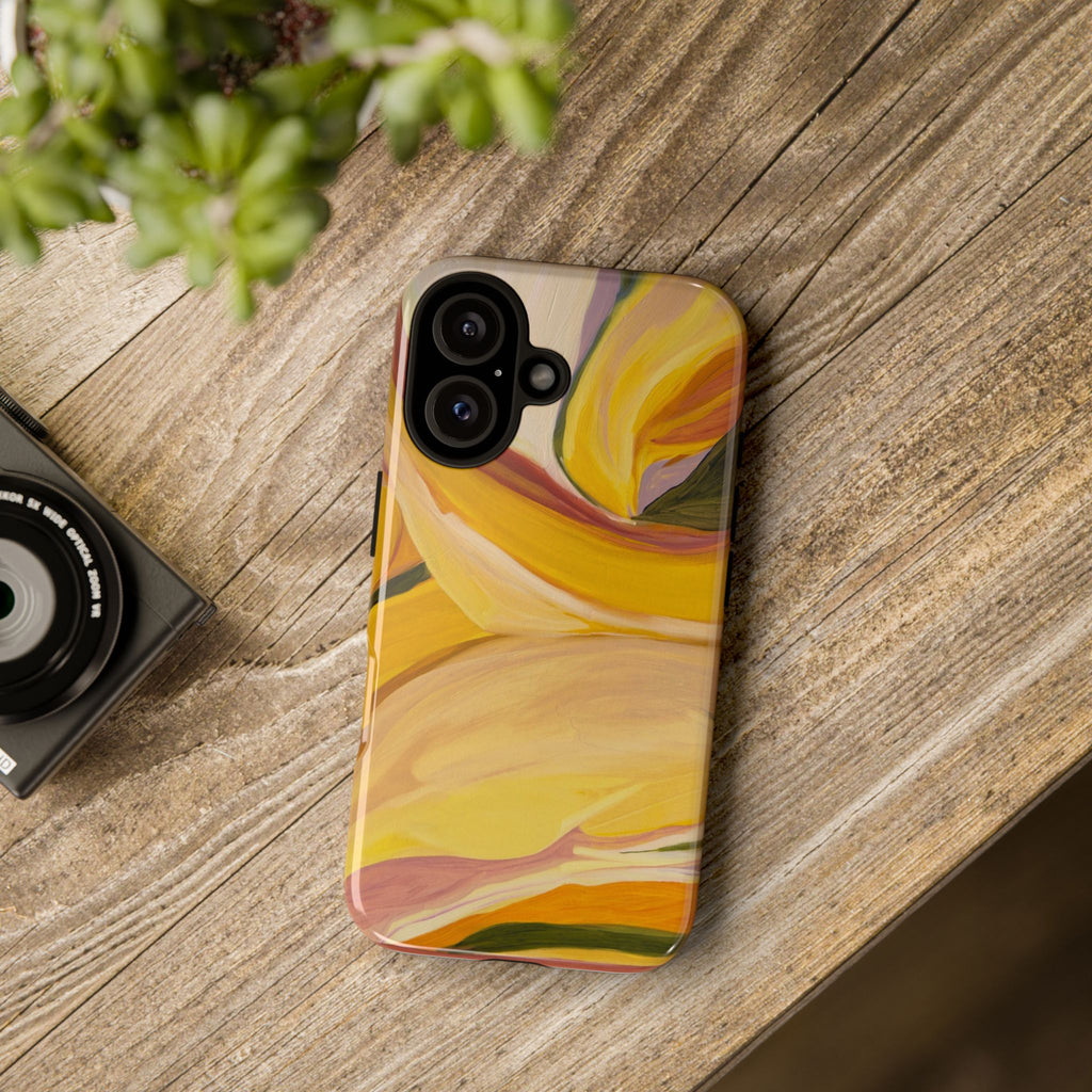 Phone Case — Abstract Yellow Swirl Tough Case