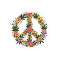 Floral Peace Sign Kiss-Cut Sticker — Colorful Flower Wreath Laptop Decal