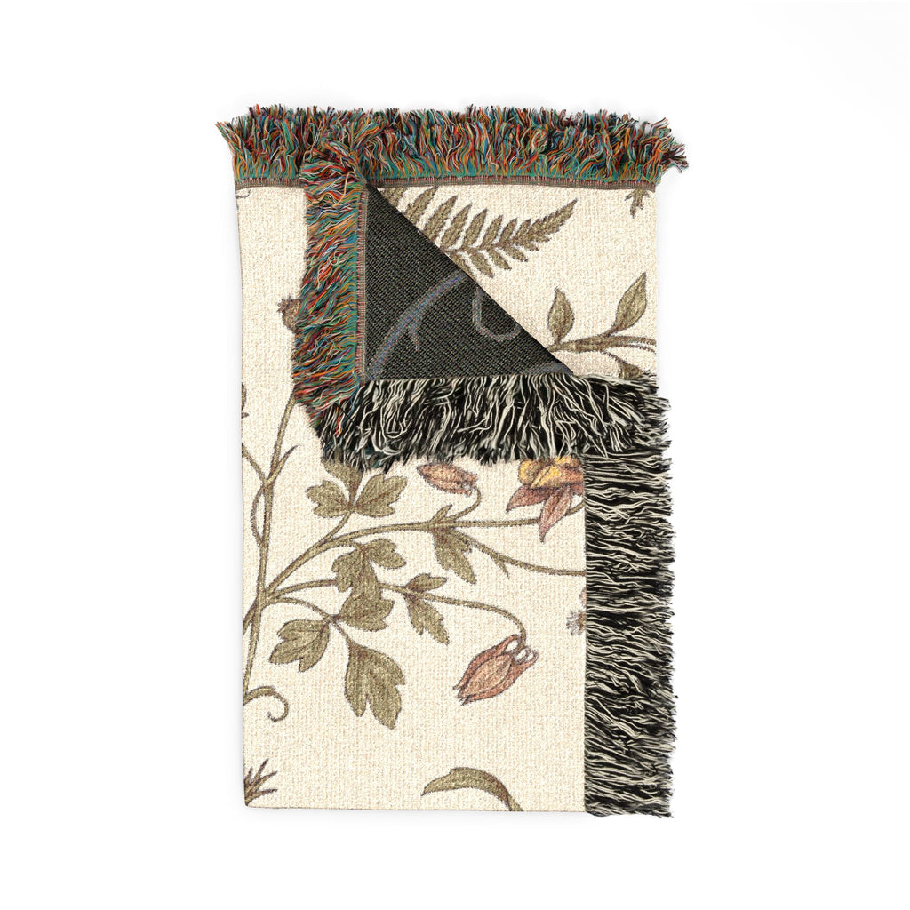 Floral Birds Woven Blanket — Vintage Rose & Butterfly Throw