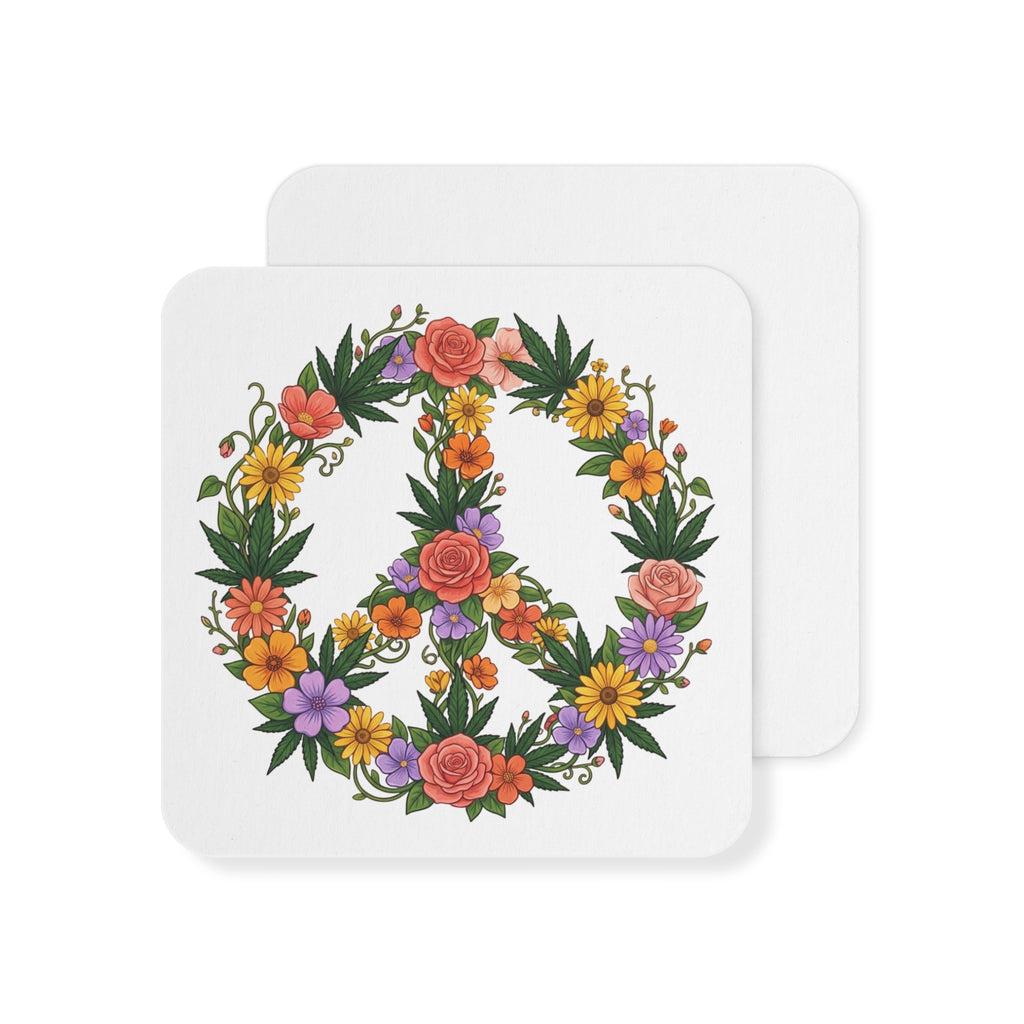 Floral Peace Sign Coasters — Set of 50/100 Decorative Drink Coasters