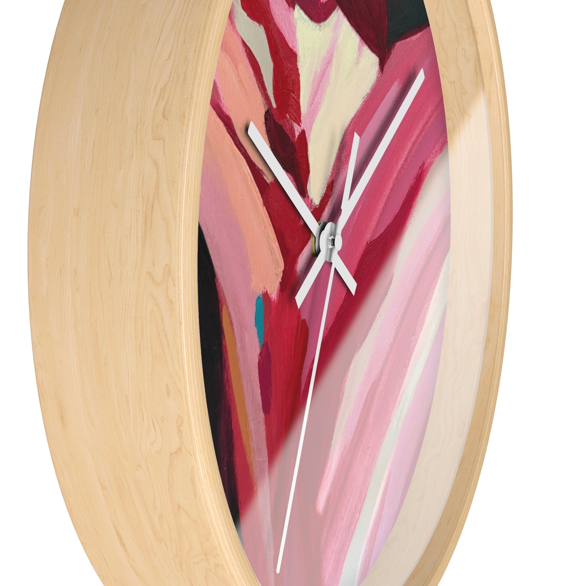 Abstract Pink Floral Wall Clock — Modern Art Home Decor