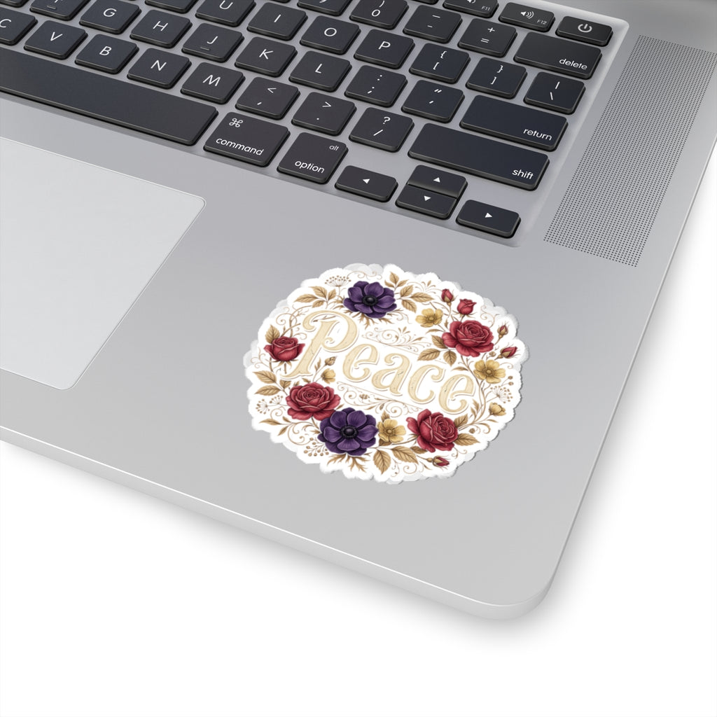 Peace Floral Sticker — Vintage Rose & Anemone Kiss-Cut Decal