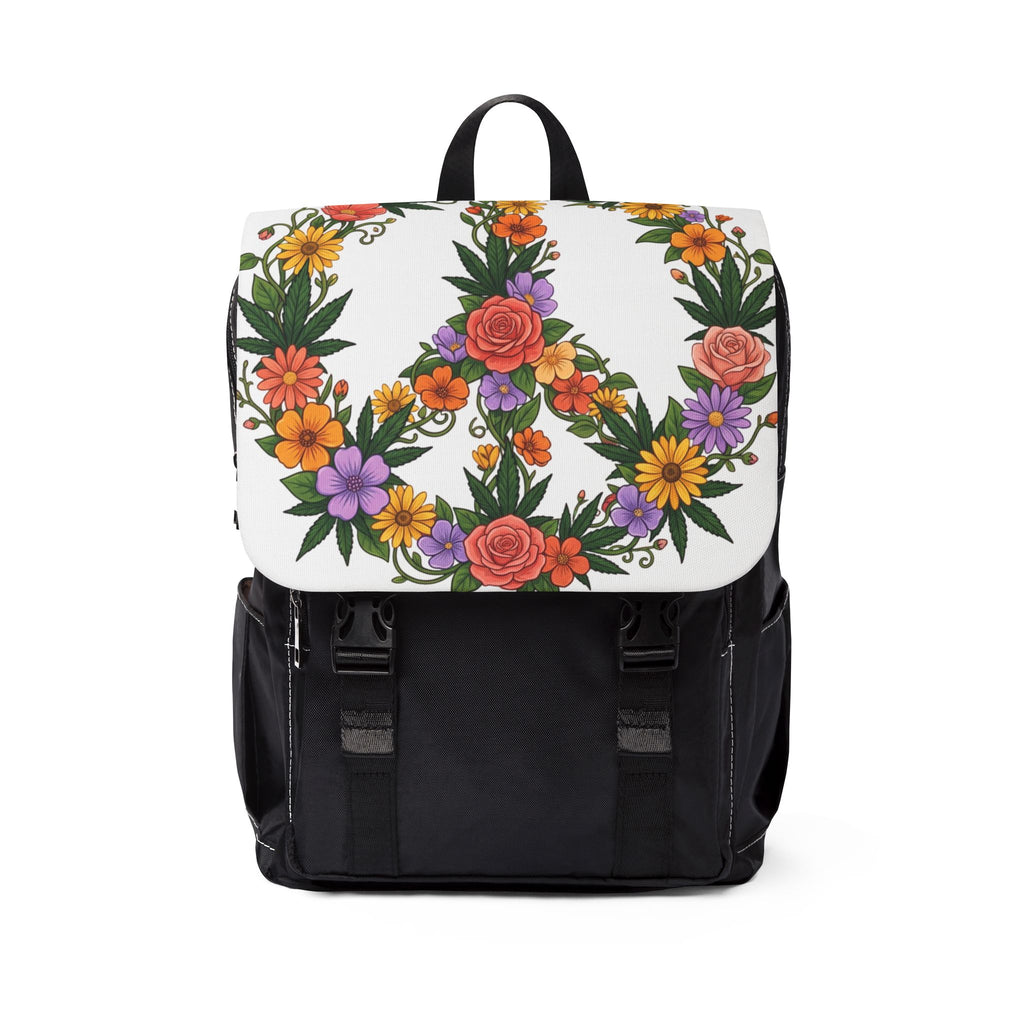 Floral Peace Sign Backpack — Boho Flower Shoulder Backpack